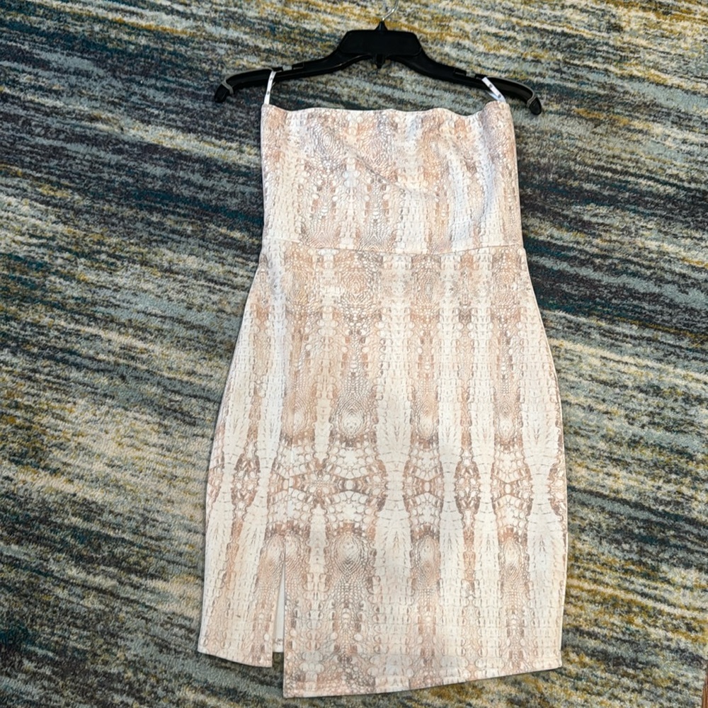 Snakeskin strapless dress